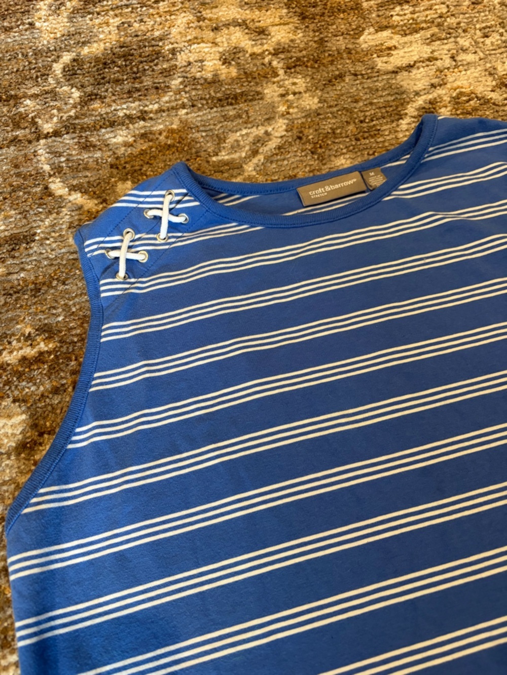 croft & barrow Blue and White Striped Top - Picture 2 of 4